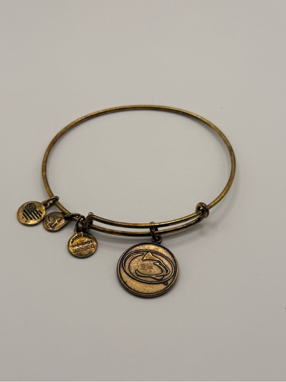 Alex and Ani Penn State Charm Bangle Bracelet Gold Tone